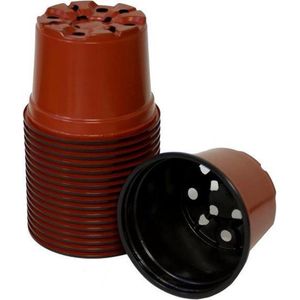 Bruine ronde 9 cm potten  - set van 18 stuks