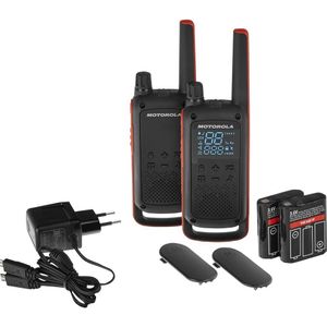 Motorola Talkabout T82 PMR radio (tot 10 km bereik, IPx2 spatwaterdicht, 500 mW, VOX), Zwart