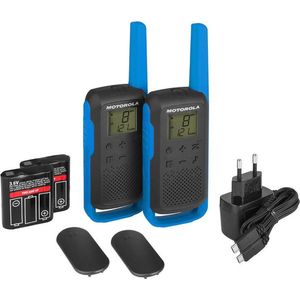 Motorola Talkabout T62 PMR-Funkgeräte (2er Set, PMR446, 16 Kanäle und 121 Codes, Reichweite 8 km) blau
