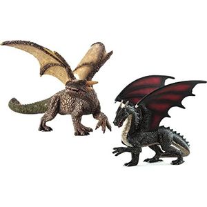 MOJO Lot de 2 figurines Mythologiques et Dragons, taille Deluxe I (comprend: 1 dragon en acier et 1 dragon de Terre)