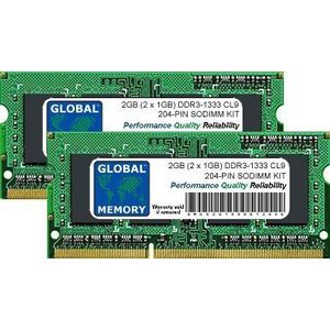 2GB (2 x 1GB) DDR3 1333MHz PC3-10600 204-PIN SODIMM GEHEUGEN RAM KIT VOOR LAPTOPS/NOTITIEBOEKJE