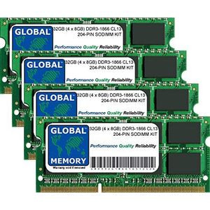 32GB (4 x 8GB) DDR3 1866MHz PC3-14900 204-PIN SODIMM GEHEUGEN RAM KIT VOOR INTEL IMAC 27"" RETINA 5K (LAAT 2015)