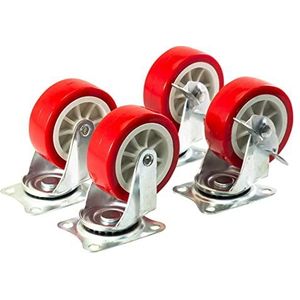 Amtech S5675 zwenkwiel set 4 x 3 inch (75mm), wielen voor bewegende meubels met 200kg laadcapaciteit, niet-markering