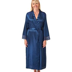 Marlon Dames Elina zijdeachtig satijn & bloemen kanten gewaad, Oceaan Blauw, 36-38