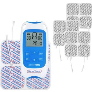 TensCare Perfect Tens+ 12 elektroden, elektrostimulator voor pijnverlichting, 2 kanalen, met klinisch geteste programma's ter verlichting van rugpijn, artritis en lumbale