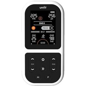 TensCare Unifit TENS, EMS en massagemodus, helpt bij het verlichten van pijn, spierrevalidatie, spierontspanning en sporttraining.