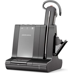 Plantronics DECT Savi W8245 Convertible mono-hoofdtelefoon met basisstation, bovenbeugel + nekbeugel, SoundGuard oorbeugel, batterijlaadvak, zwart