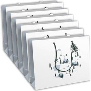 Clairefontaine X-30921-6Cpack - 6 geschenkzakjes Excellia - Shopping formaat - 37,3 x 11,8 x 27,5 cm - 210 g - motief: winter, winterhut, chalet, Kerstmis - ideaal voor: gezelschapsspelletjes, puzzels