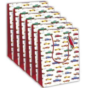 Clairefontaine 32472-2Cpack - Een set van 6 Excellia geschenkzakjes - groot formaat - 26,5 x 14 x 33 cm - 210 g - motief: kinderauto's - geschenkverpakking, ideaal voor: gezelschapsspellen, puzzels
