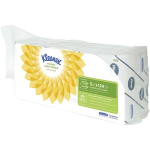 Kleenex papieren handdoeken Ultra, intergevouwen, 2-laags, 124 vellen, pak van 5 stuks - wit 5033848030309