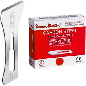 Swann Morton mesjes steriel 9 Swann Morton - RVS - Past op houder nummer 3 - Nummer 9