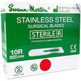 Swann Morton Dermaplanning mesjes steriel 10R Swann Morton - wenkbrauw scheermesje - dermaplaning gezicht - RVS - Past op houder nummer 3 - Nummer 10R
