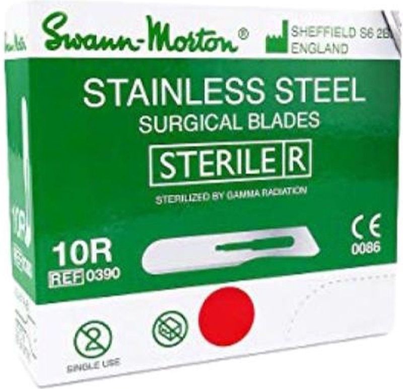Swann Morton Dermaplanning mesjes steriel 10R Swann Morton - wenkbrauw scheermesje - dermaplaning gezicht - RVS - Past op houder nummer 3 - Nummer 10R