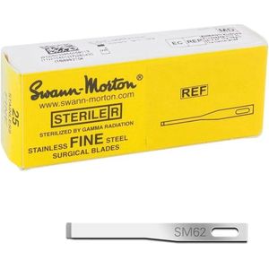 Swann Morton scalpelmesjes fijn steriel SM62 Swann Morton - RVS - Chirurgisch scalpelblad - SM62
