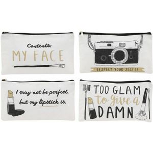 CGB GIFTWARE let’s make up Set of 4 Cosmetics Wash Bag Travel Work Perfect Lipstick My Face Glam