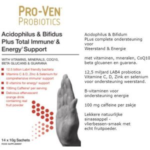 Pro-Ven probiotica weerstand & energie: lab4 met vezels, vitaminen, guarana en glucanen, 14 sachets.