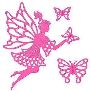 Sweet Dixie Metalen stansvorm met fee en vlinders, grijs, 20,2 x 12,8 x 0,8 cm