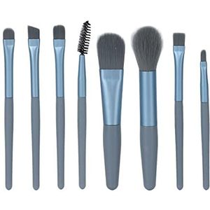 8 Stks Make-up Kwasten Set Draagbare Professionele Cosmetische Blending Gezichtspoederborstels voor Vrouwen Meisjes(Blauw)