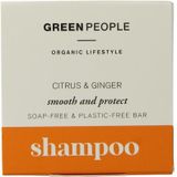Green People Vaste citrus-gembershampoo, 50 g, natuurlijke, biologische gecertificeerde zero-waste-shampoo, glans en bescherming, voor dagelijks wassen en reizen, voor alle haartypes, dierproefvrij en