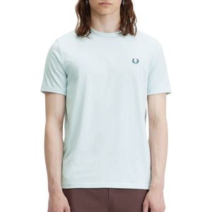 Fred Perry Ringer T-Shirt Lichtblauw - Heren - Print T-shirts
