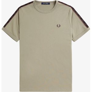 Fred Perry Contrast Tape Ringer T-Shirt Warm Grey Carrington Brick