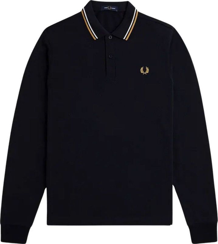 Fred Perry - Gestreept Poloshirt - Blauw - Katoen - Lange Mouwen