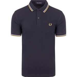 Fred Perry - M3600 - T-shirt - Blauw - Katoen - Gestreept Geribbeld