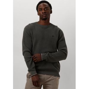 Fred Perry Waffle Stitch Crew Neck Jumper Truien & Vesten Heren - Sweater - Hoodie - Vest- Groen