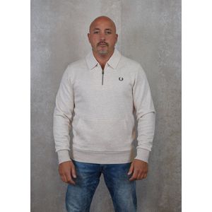 Fred Perry - Halfzip Fleece Back - Vest - Gebroken Wit - Polyester