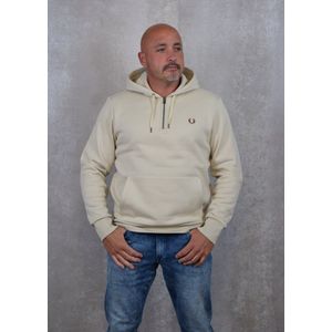 Fred Perry - Sweatshirt - Beige - Katoen - Hooded Met Halve Rits