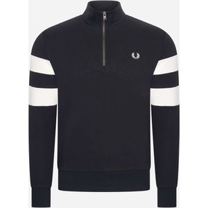 Fred Perry - Gebreide Trui - Zwart - Katoen - Hoge Kraag - Korte Rits