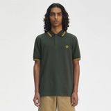Fred Perry - Polo Shirt - Groen - Katoenpiqué - Dubbel Gestreepte Kraag