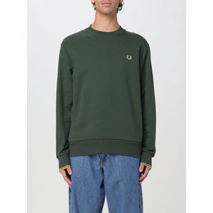 Fred Perry - Sweatshirt - Donkergroen - 100% Katoen - Ronde Hals, Geborduurd Logo