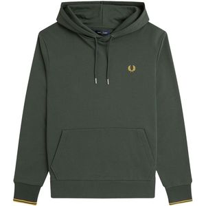 Fred Perry - Hoodie - Groen - Katoen - Dubbele Streepdetails