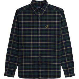 Fred Perry - Fp Oxford Tartan - Overhemd - Marineblauw - Langemouwen