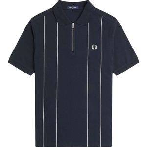 Fred Perry - Fp Pinstripe - Poloshirt - Marineblauw - Met Ritshals