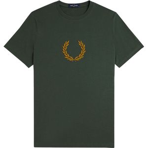 Fred Perry - Textured Laurel Wreath T-Shirt - Katoen - Groen