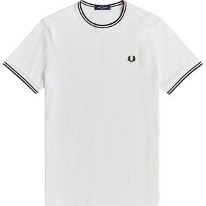 Fred Perry - Twin Tipped T-shirt - Wit - Katoen - Sportieve Look