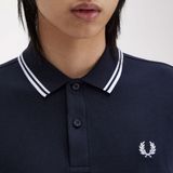 Fred Perry M3636 long sleeved twin tipped shirt - heren polo lange mouwen - Navy White