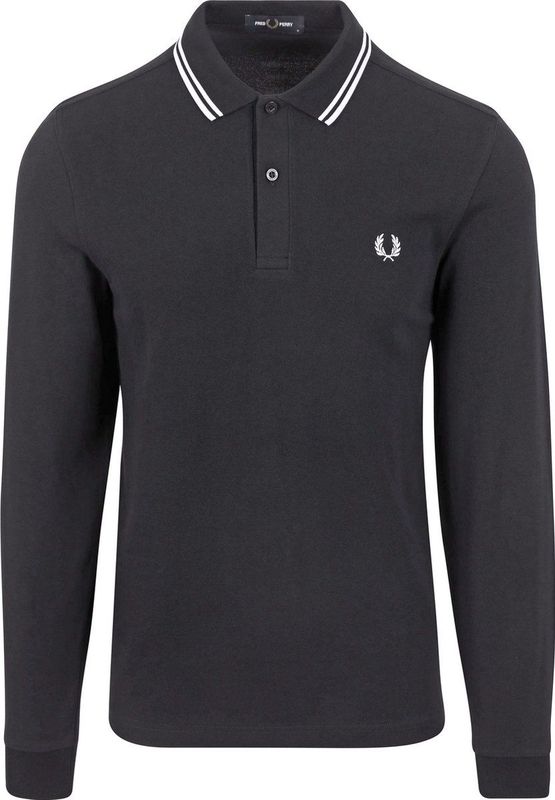 Fred Perry M3636 long sleeved twin tipped shirt - heren polo lange mouwen - Navy White