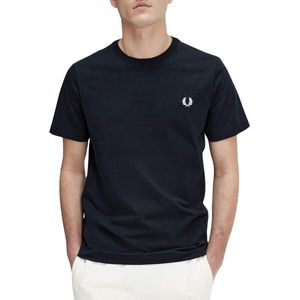 Fred Perry - T-Shirt - Blauw - Katoen - Slim-fit - Effen dessin