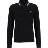 Fred Perry M3636 long sleeved twin tipped shirt - heren polo lange mouwen - Black White