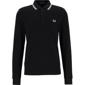 Fred Perry M3636 long sleeved twin tipped shirt - heren polo lange mouwen - Black White