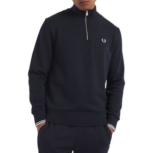 Fred Perry - Half Zip Sweatshirt - Blauw - Katoen - Heren