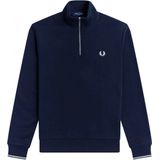 Fred Perry - Half Zip Sweatshirt - Blauw - Katoen - Heren