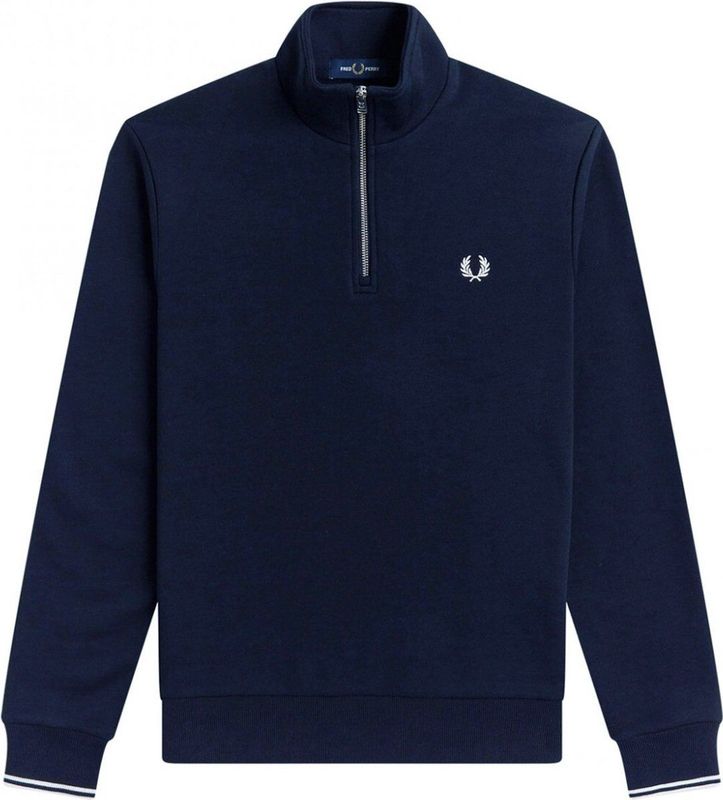 Fred Perry - Half Zip Sweatshirt - Blauw - Katoen - Heren
