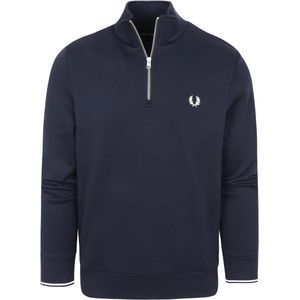 Fred Perry - Half Zip Sweatshirt - Blauw - Katoen - Heren