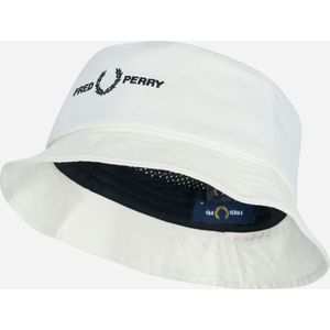 Fred Perry Graphic branded twill bucket hat - snow white