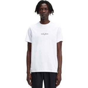 Fred Perry - M4580 - T-shirt - Wit - Katoen - Geborduurde Graphic