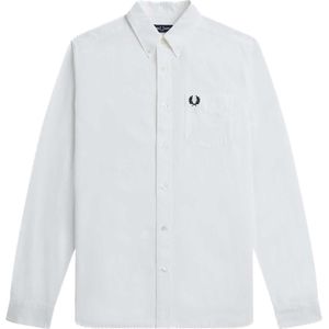 Fred Perry - FP Oxford - Overhemd - Wit - Lange Mouwen - Normale Pasvorm